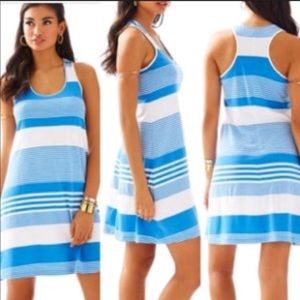 LILLY PULITZER MELLE BLUE STRIPED RACERBACK DRESS